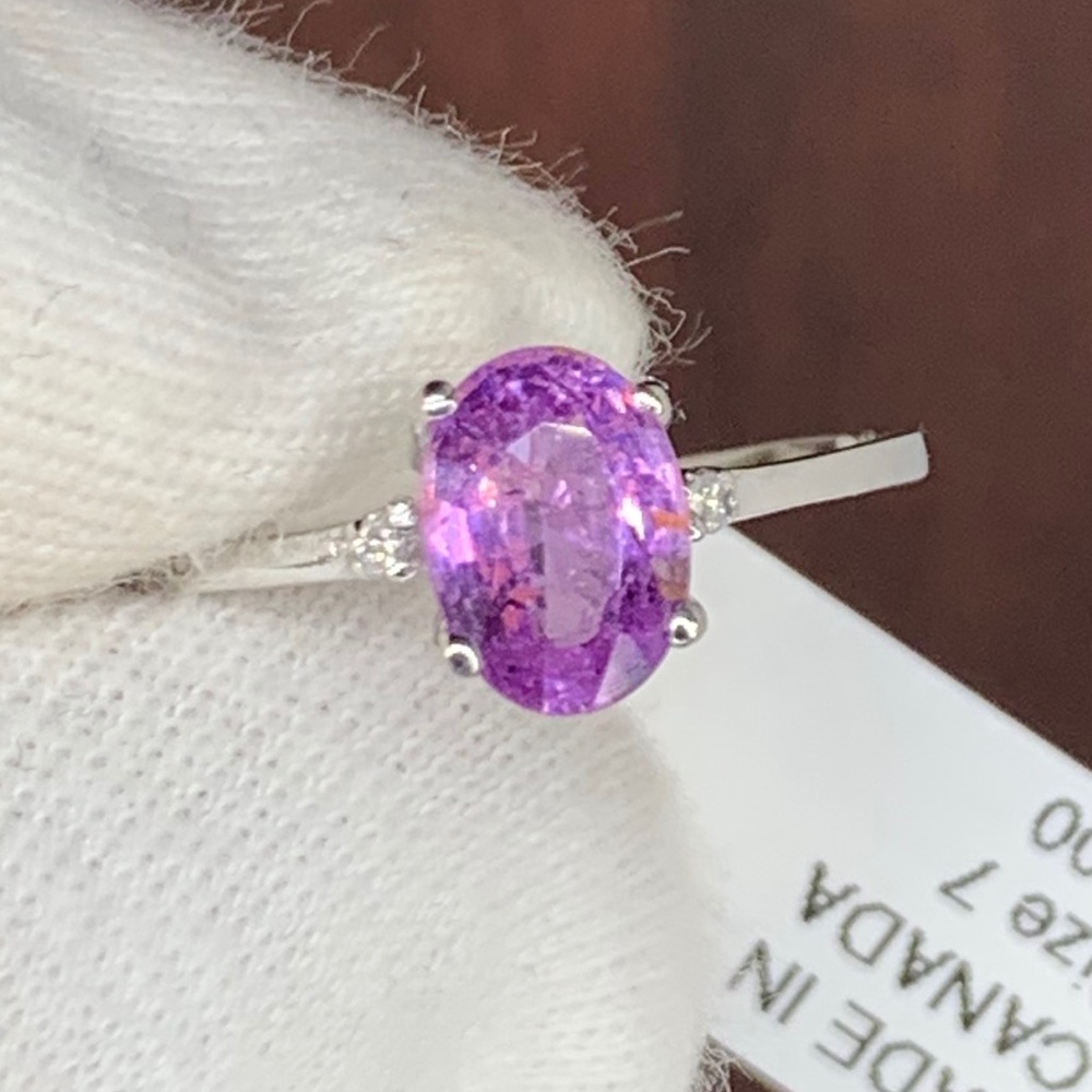 10k Purplish Pink Sapphire & Diamond Ring - Picture 4 of 11